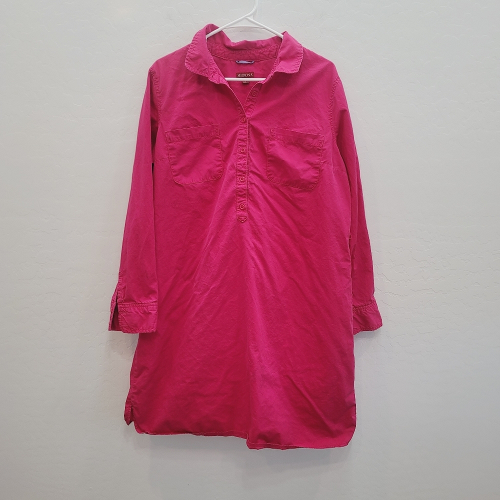 💕 Merona Pink Long Sleeves Cotton Tunic Top Women's Size XXL